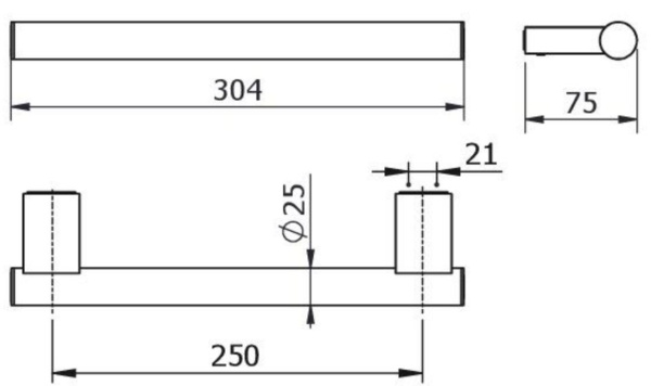 Поручень для ванны KLUDI VELA C 31981N2 оружейная сталь PVD