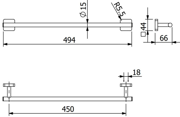 Полотенцедержатель KLUDI VELA S 25980N2 оружейная сталь PVD