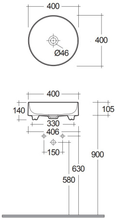 Раковина-чаша керамическая KLUDI RESA R 58CW10O2 круглая 40x40 серо-бежевый матовый