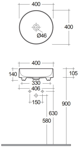 Раковина-чаша керамическая KLUDI RESA R 58CW1053 круглая 40x40 белый матовый