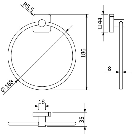 Полотенцедержатель KLUDI VELA S 25978N1 брашированная бронза PVD