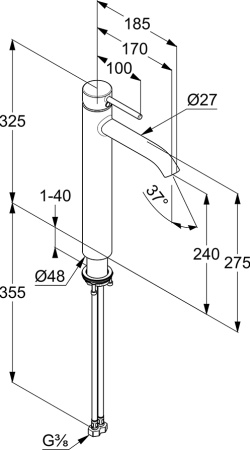 Смеситель для раковины KLUDI BOZZ 382863976 черный матовый