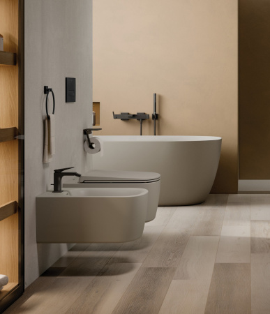 Унитаз подвесной KLUDI RESA S 27WCW0139 безободковый, смыв торнадо, без сиденья, черный матовый