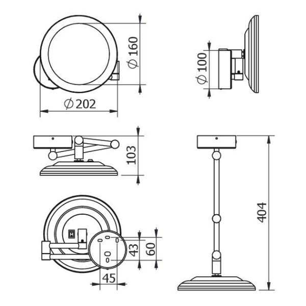 Косметическое зеркало KLUDI VELA R 58995N0W брашированное золото PVD