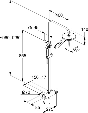 Душевая стойка KLUDI LOGO DUAL SHOWER SYSTEM 6808505-00 хром