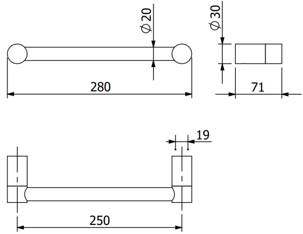 Поручень для ванны KLUDI VELA R 58981N1 брашированная бронза PVD