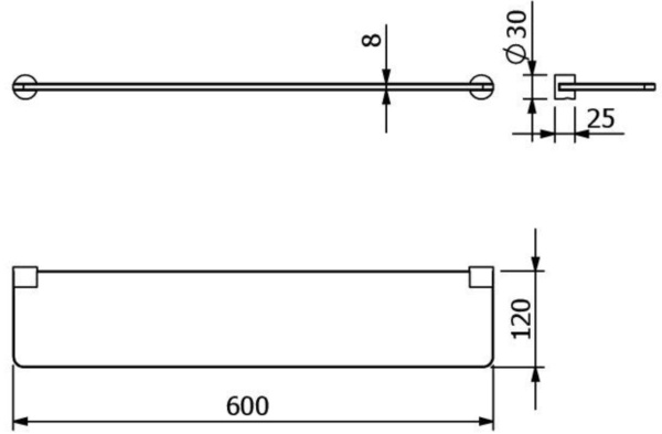 Полка стеклянная KLUDI VELA R 58973N5 брашированный никель PVD