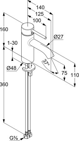 Смеситель для раковины KLUDI BOZZ 382723976 черный матовый